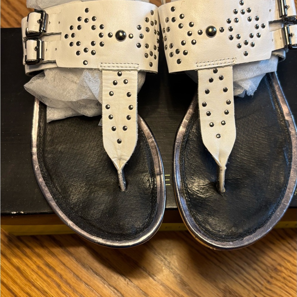 Very Volatile Black and White Studded Leather Sandals